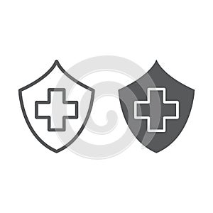 Health insurance line and glyph icon, safety and care, healthcare sign, vector graphics, a linear pattern on a white