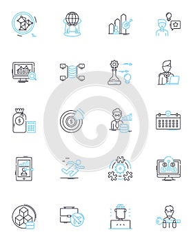 Health insurance linear icons set. Coverage, Deductible, Premiums, Copay, Policy, Benefits, Provider line vector and