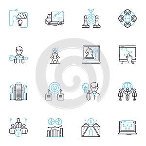 Health insurance linear icons set. Coverage, Deductible, Premiums, Copay, Policy, Benefits, Provider line vector and