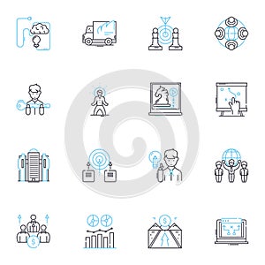 Health insurance linear icons set. Coverage, Deductible, Premiums, Copay, Policy, Benefits, Provider line vector and photo