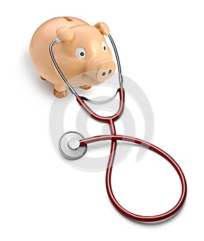 Health Insurance Piggy Bank Stethoscope