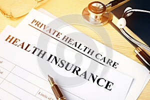 Health insurance policy for private health care.