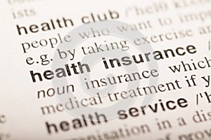 Health insurance - text in dictionary