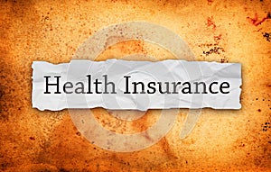 Health insurance title on old paper