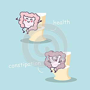 Health intestine vs constipation intestine