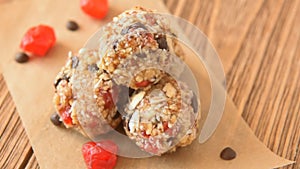 Health lifestyle concept - energy balls