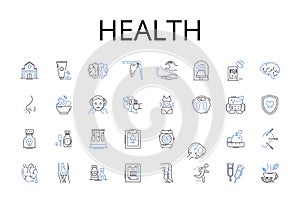 Health line icons collection. Fitness, Wellbeing, Vigor, Strength, Energy, Robustness, Vitality vector and linear