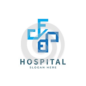 Health logo with initial letter E B, B E, E B logo designs concept. Medical health-care logo designs template