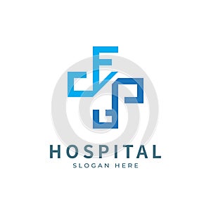 Health logo with initial letter E F, F E, E F logo designs concept. Medical health-care logo designs template