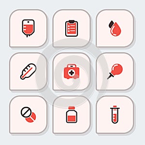 Health medical emergency vector icons healthcare medication drug laboratory science chemical capsule