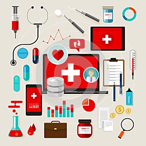 Health medical icon set vector illustration flat