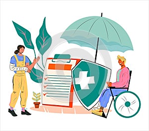 Health medical insurance and trauma treatment, flat vector illustration isolated.