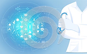health medical science consist doctor digital futuristic virtual hologram treatment medicine and icon
