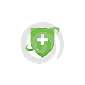 Health Medical symbol with shield Logo template vector illustration