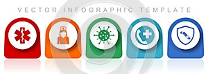 Health and medicine icon set, flat design miscellaneous colorful icons such as emergency, nurse, virus amd vaccine for webdesign