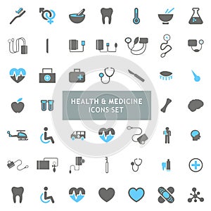 Health and Medicine icons set vector