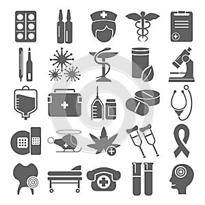 Health and Medicine simple icons set for web and mobile design