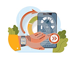 Health monitoring, fitness or sport watch. Modern technologies for body