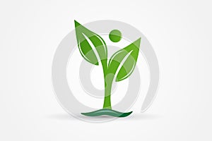 Health nature figure leafs ecology logo vector