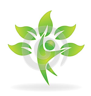 Health nature tree figure care vector logo icon