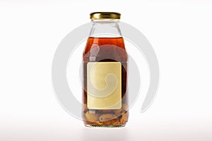 Health nourishment drink of organic ginkgo herb and natural longan flavor extract as invigoration nutrient liquid in glass bottle