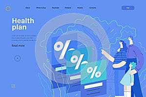 Health plans - medical insurance web template. Modern flat vector