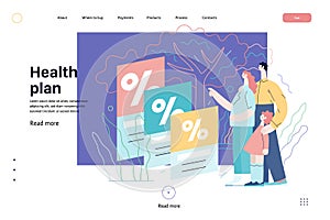 Health plans - medical insurance web template. Modern flat vector