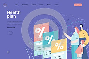 Health plans - medical insurance web template. Modern flat vector