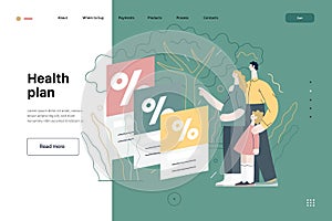 Health plans - medical insurance web template. Modern flat vector