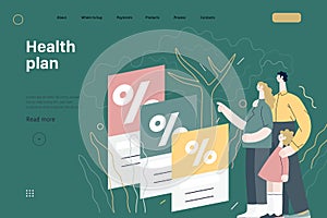 Health plans - medical insurance web template. Modern flat vector