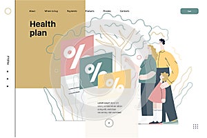 Health plans - medical insurance web template. Modern flat vector