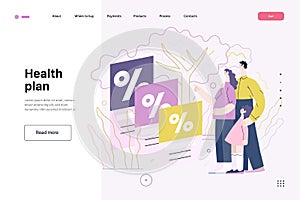 Health plans - medical insurance web template. Modern flat vector