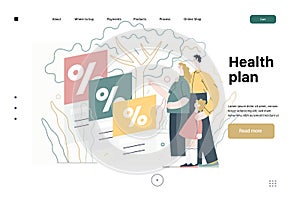 Health plans - medical insurance web template. Modern flat vector