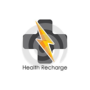 Health recharge energy bolt logo vector photo