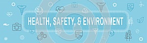 Health Safety and Environment Icon Set & Web Header Banner