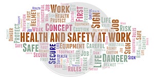 Health And Safety At Work word cloud.