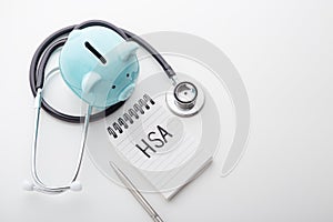 Health saving account, hsa concept on white background