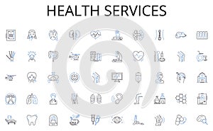 Health services line icons collection. Export, Import, Trade, Logistics, Tariffs, Supply chain, Cargo vector and linear