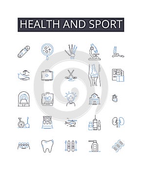 Health and sport line icons collection. Fitness, Exercise, Wellness, Physical activity, Workouts, Training, Nutrition