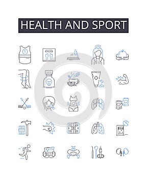 Health and sport line icons collection. Fitness, Exercise, Wellness, Physical activity, Workouts, Training, Nutrition