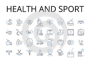 Health and sport line icons collection. Fitness, Exercise, Wellness, Physical activity, Workouts, Training, Nutrition