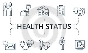 Health Status icon set. Collection contain pack of pixel perfect creative icons. Health Status elements set