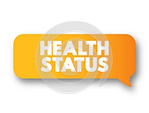 Health Status - individual\'s relative level of wellness and illness, text concept message bubble