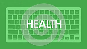 Health title. Modern flat web template with keyboard template on gray background