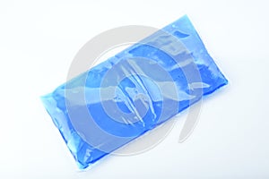 Health: Top View of Blue Ice Pack Isolated on White Background