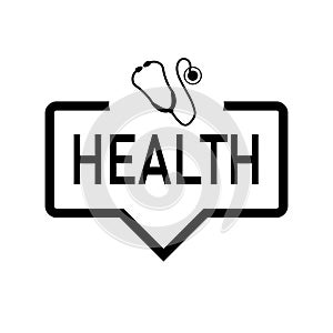 Health web speech bubble icon with stetoscope