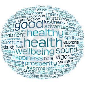 Health and wellbeing tag or word cloud
