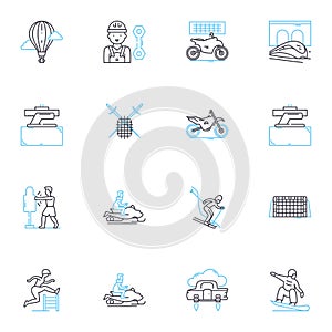 Health and wellness sphere linear icons set. Fitness, Nutrition, Yoga, Meditation, Wellness, Sleep, Stress line vector