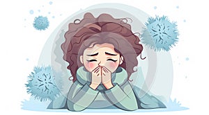 Health woman cold person infection virus face sick adult illustration woman flu disease