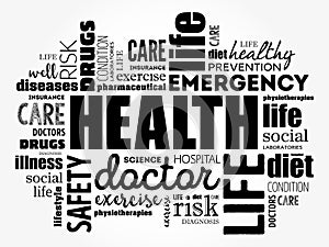 HEALTH word cloud collage, concept background